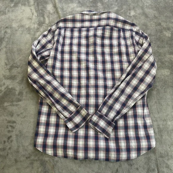 J Crew Shirt Mens L Red White Blue Plaid Button Down Slim Mercantile Flex - Picture 2 of 5